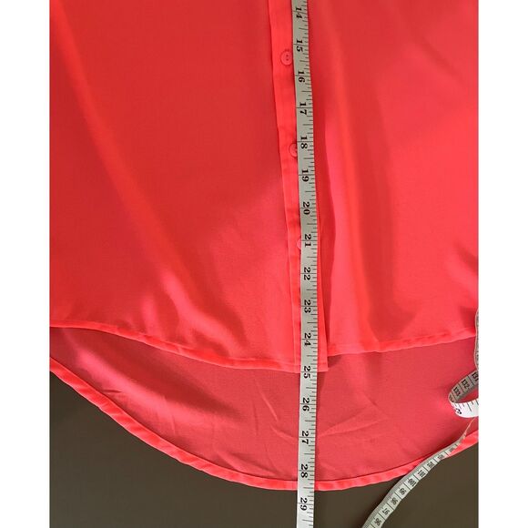 Kut From The Kloth neon pink sheer long sleeve button front blouse - Picture 7 of 8